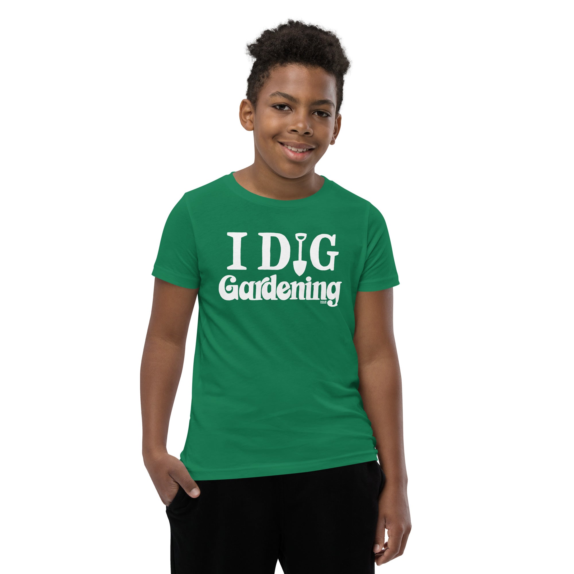 Youth I Dig Gardening Retro Cute Extra Soft T-Shirt | Funny Nature Kids Tee | Solid Threads