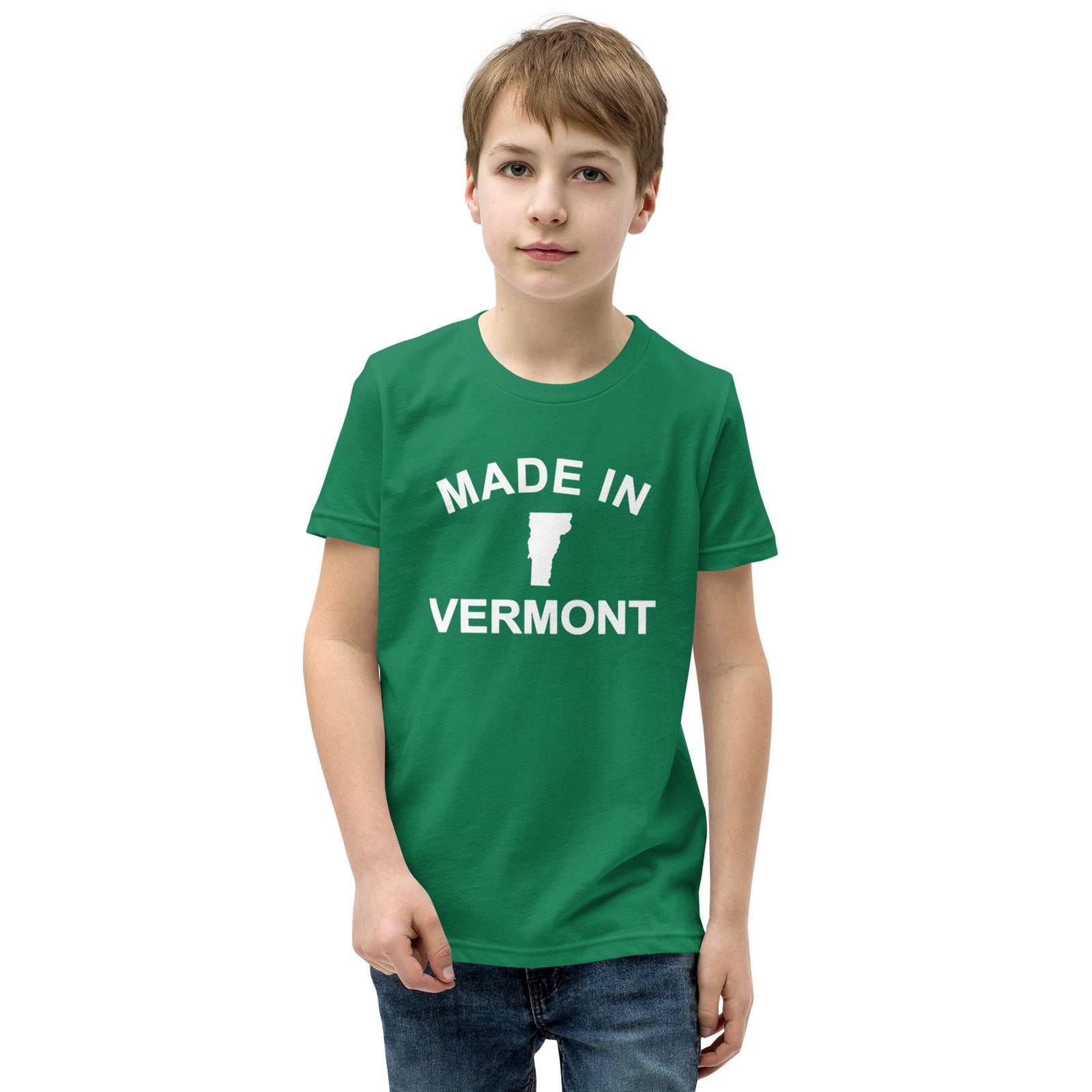 Youth Made Vermont Retro Extra Soft T-Shirt | Cool Green Mountains Kids Tee | Solid Threads