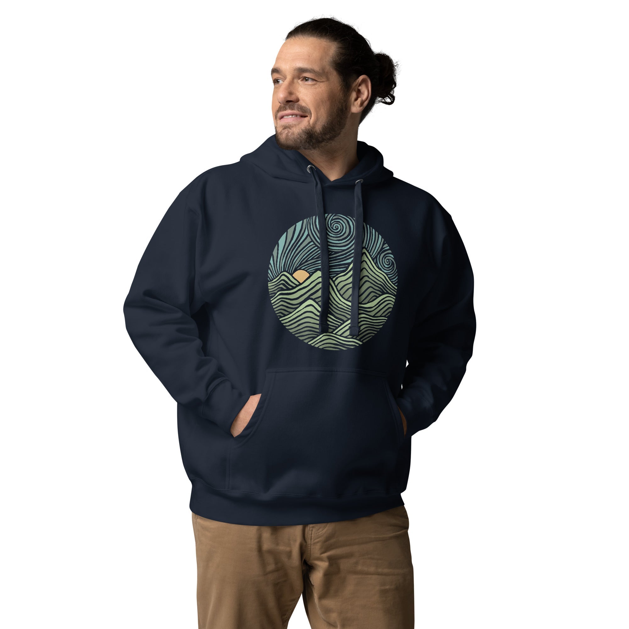 Swirly Mountains | Design By Dylan Fant Cool Classic Pullover Hoodie | Vintage Nature Fleece | Solid Threads