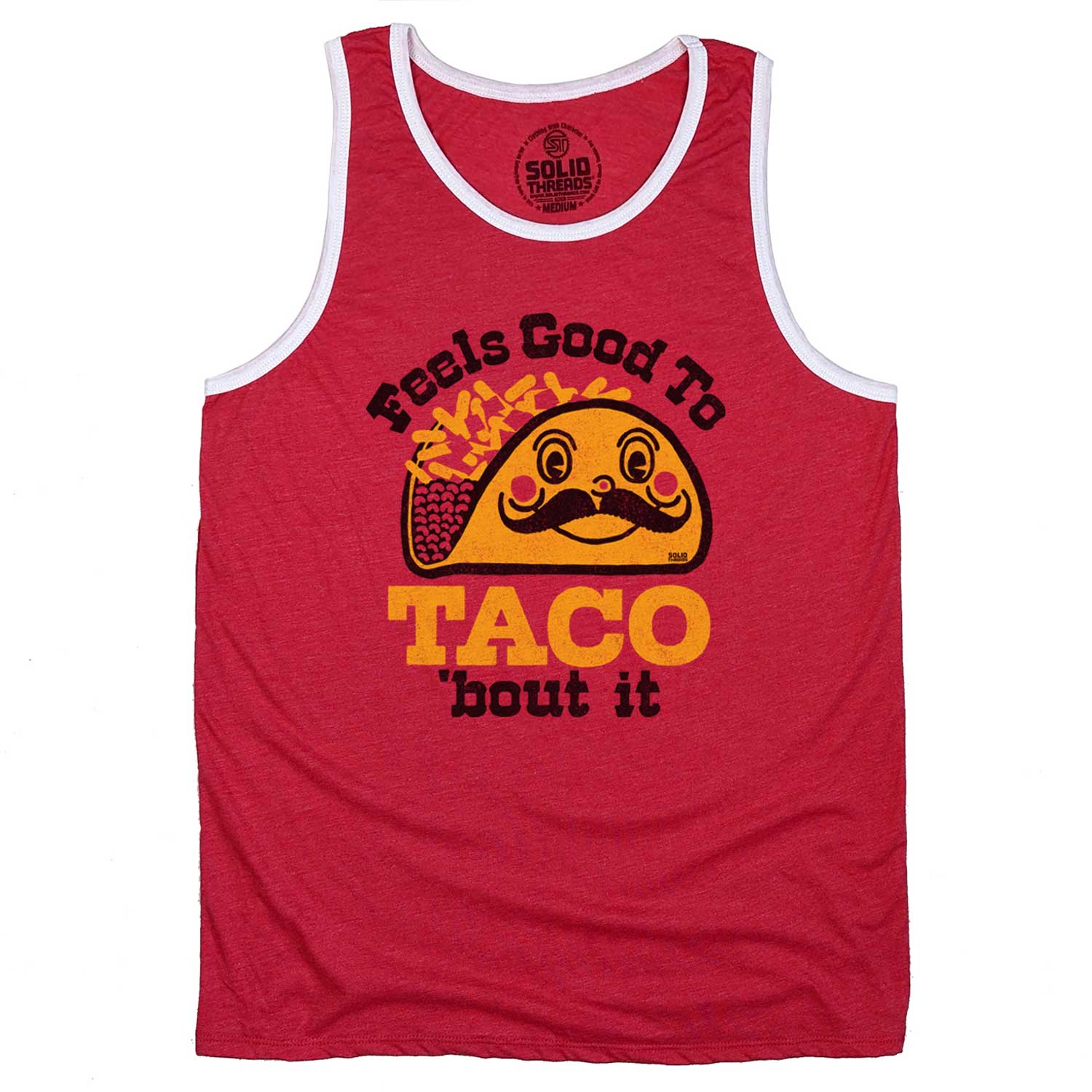 Men's Feels Good To Taco Bout It Graphic Tank Top | Funny Food Sleeveless Shirt | Solid Threads