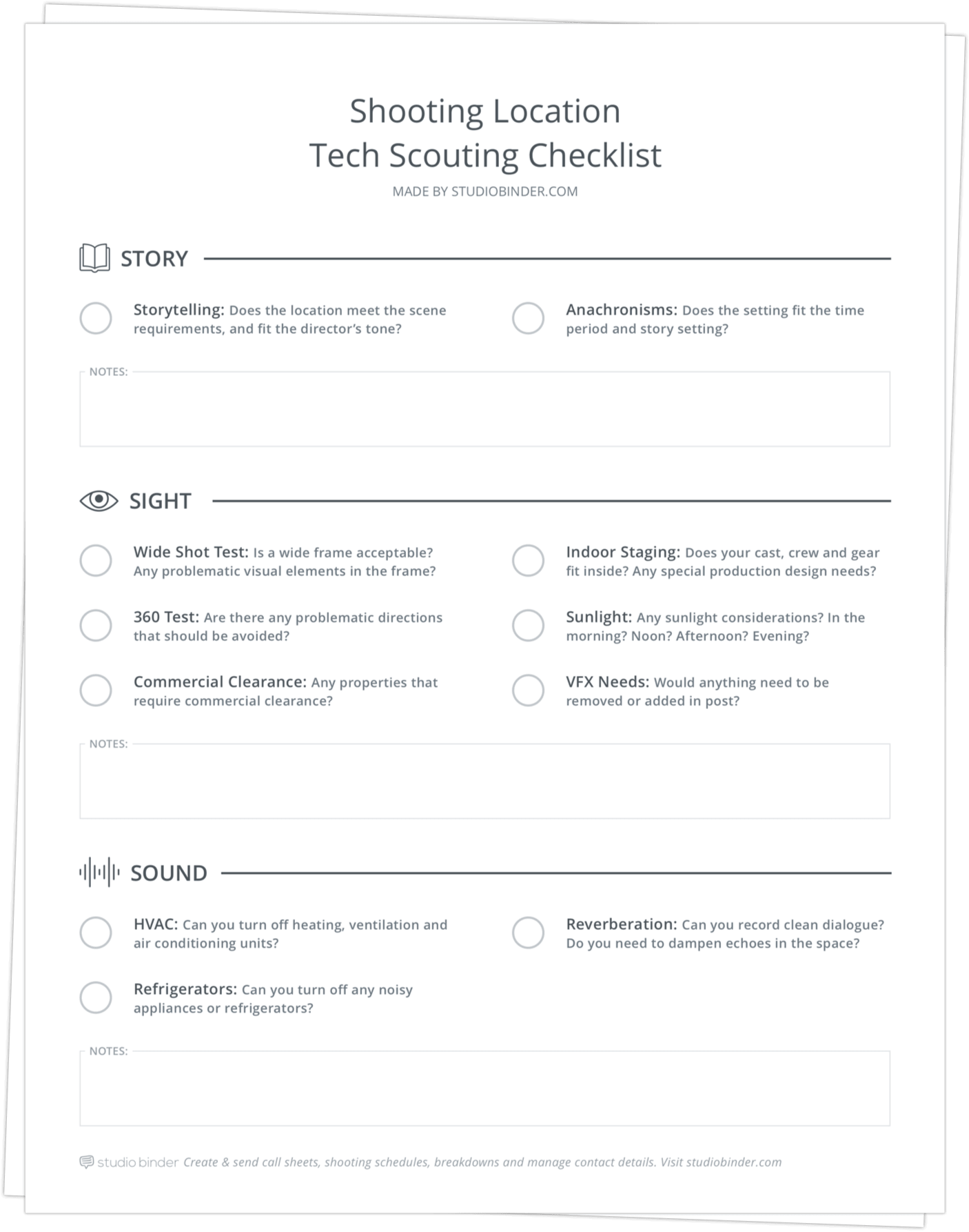 Location Tech Scouting Checklist - Stack - StudioBinder Location Tech Scouting Checklist - Stack - StudioBinder
