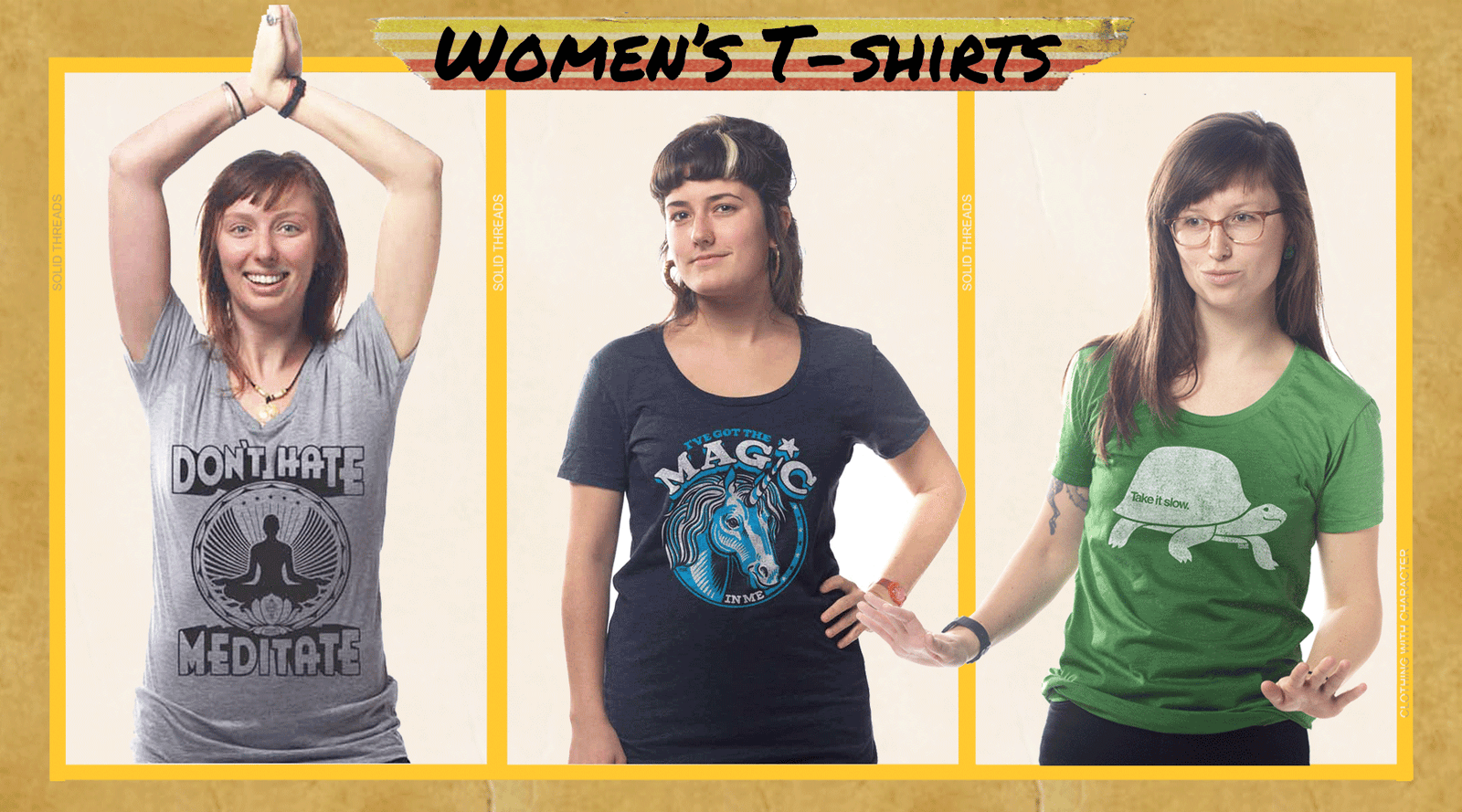 Cool T shirts for Women Browse Hundreds of Funny Retro Graphic Tees Solid Threads