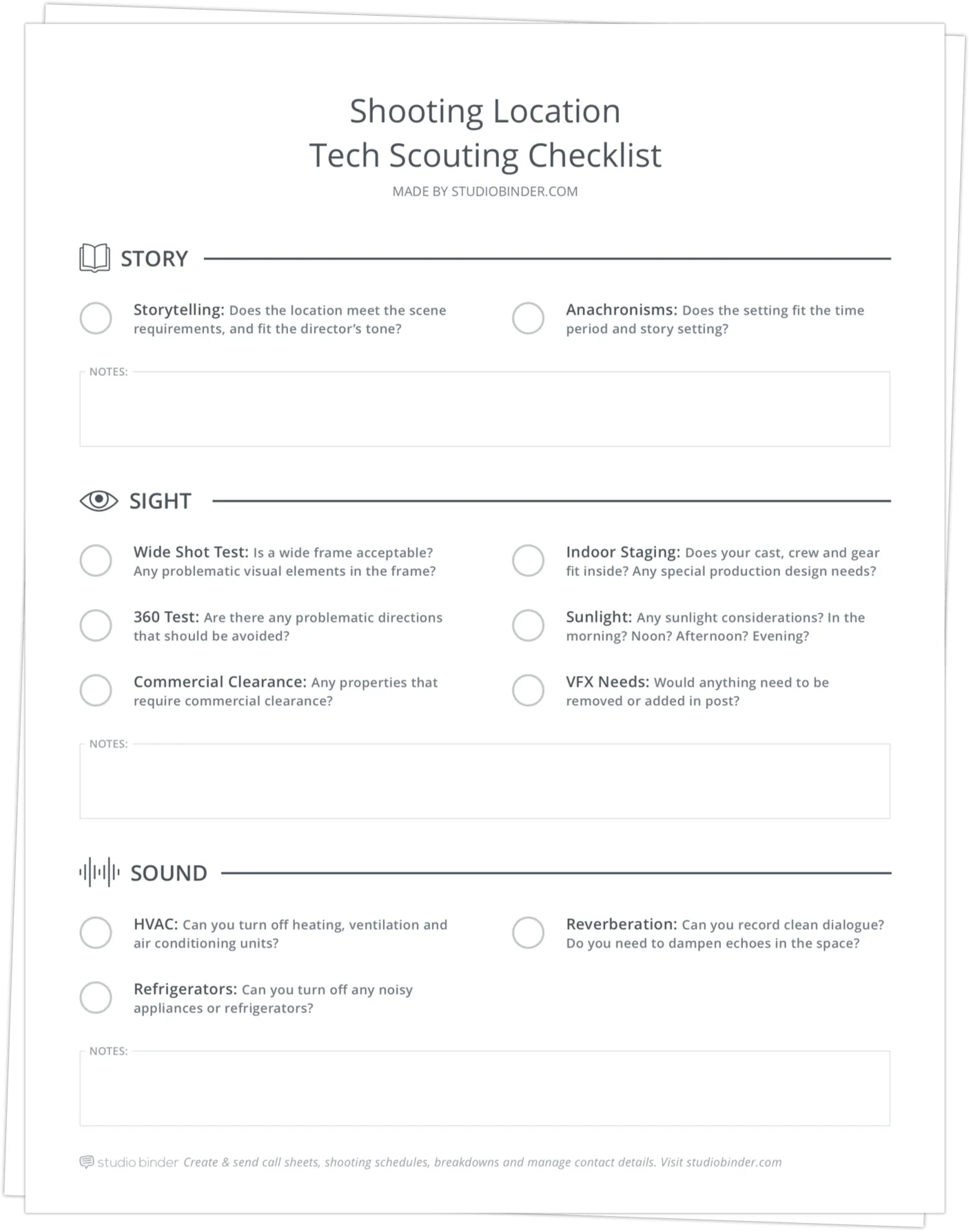 Location Tech Scouting Checklist - Stack - StudioBinder Location Tech Scouting Checklist - Stack - StudioBinder